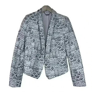 Capulet Women's Size Small White Grey Silver Metallic Print Jacket Blazer